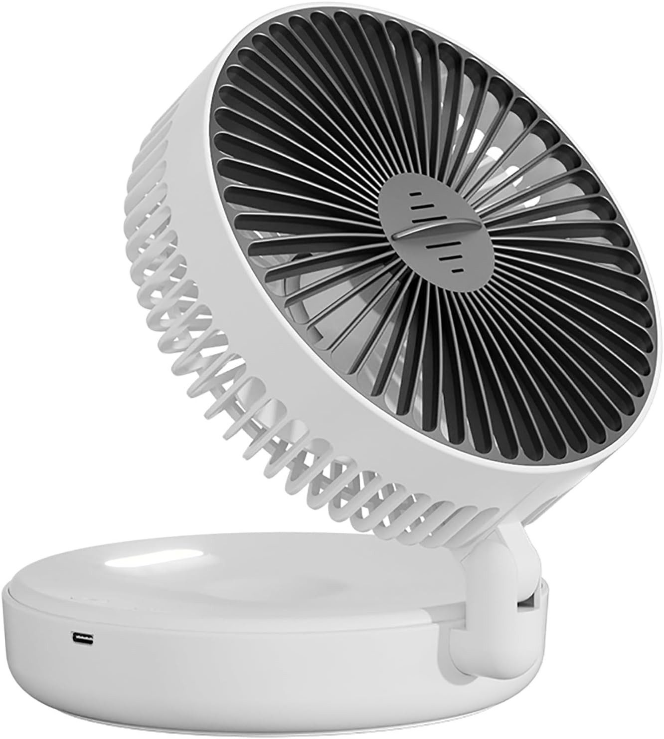 MOPUEA Tischventilator Tischventilator mit Nachtlicht,leiser, starker Luftstrom, zusammenklappbar, Wand montierbar, für Schlafzimmer und Homeoffice