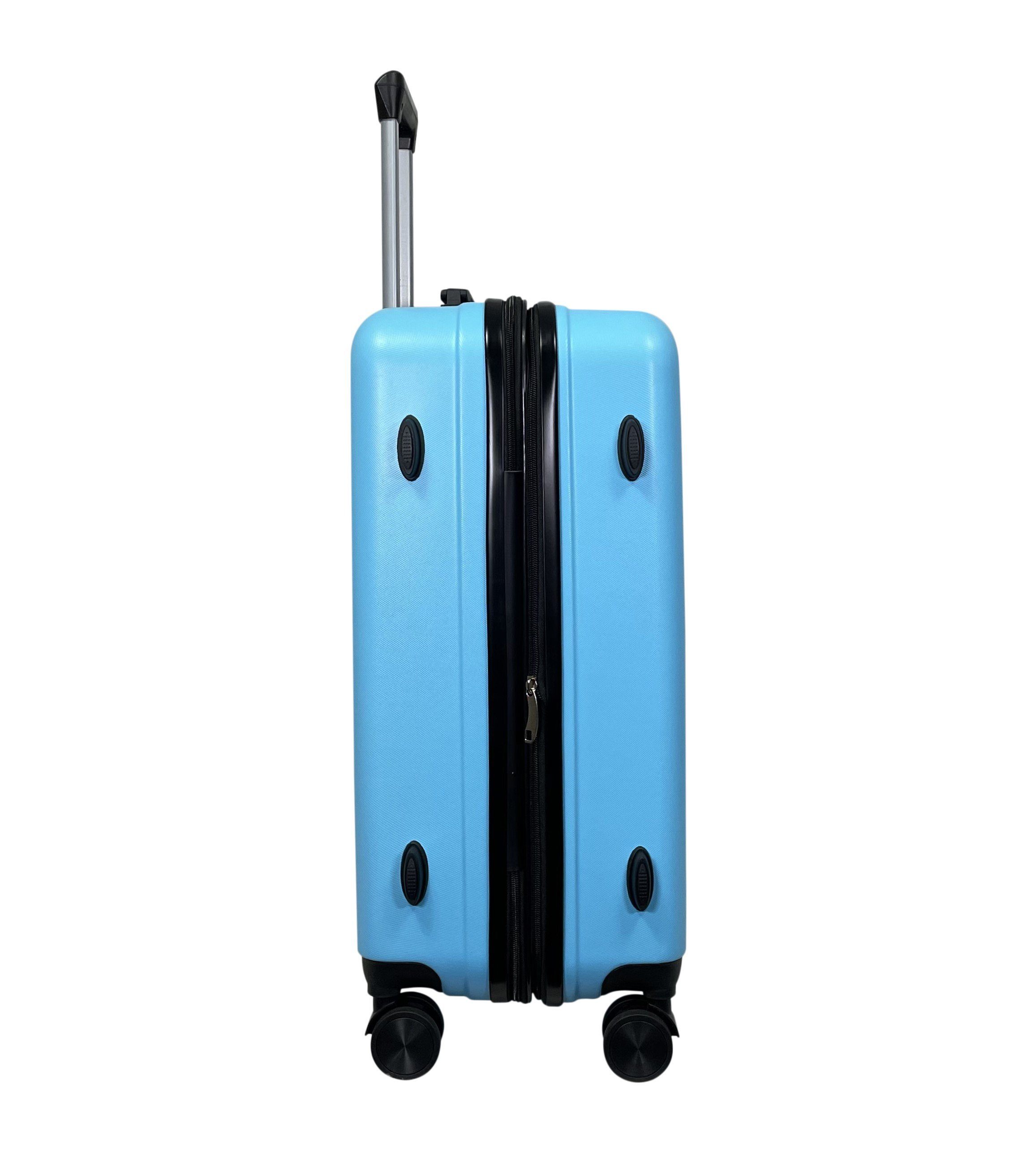 erweiterbar MTB (Handgepäck-Mittel-Groß-Set) Hellblau Koffer Hartschalen Reisekoffer ABS