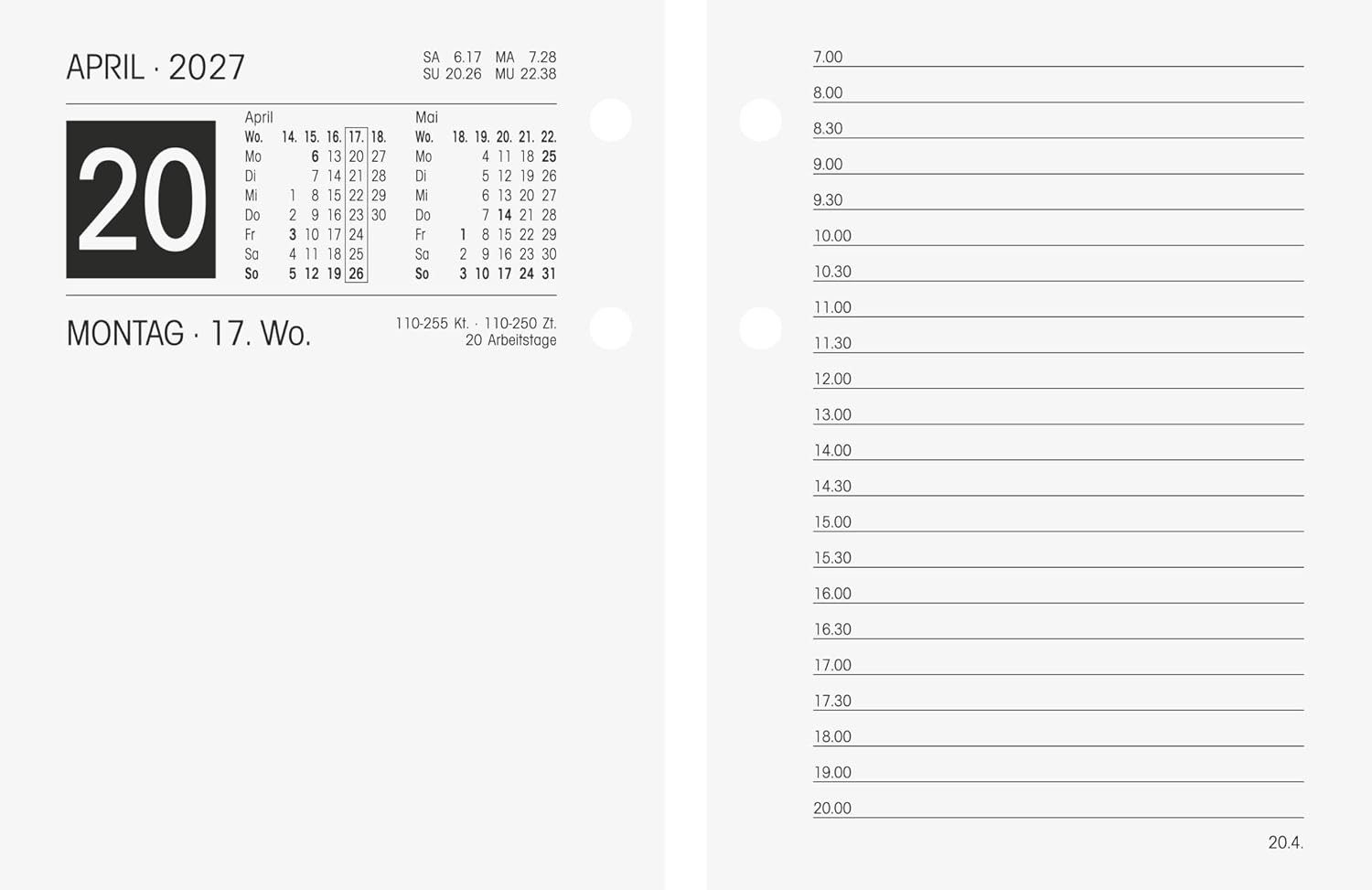 BRUNNEN Taschenkalender BRUNNEN Umlegekalender 2027, 80×108 mm
