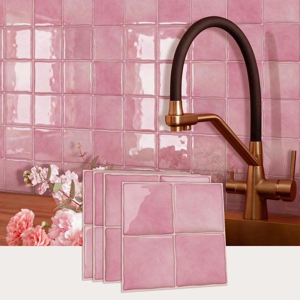Diwzbyn Fliesenaufkleber selbstklebende 3D Wandfliesenaufkleber zum Abziehen und Aufkleben (24 St), wasserdichter Spritzschutz, Küchen und Badezimmer, 24 Stück – Bild 4 von 5