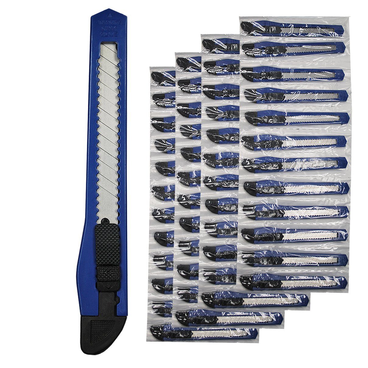 HELO24 Cuttermesser Teppichmesser Paketmesser Blau (48-tlg) Stück, 48