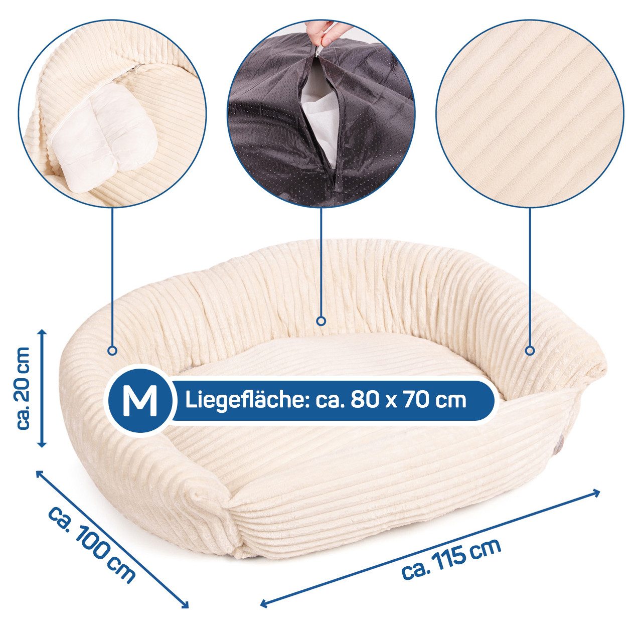 Wallace & Jones Hundekorb Hundebett Cordo - beige versch. Größen S / M / L, günstig online kaufen