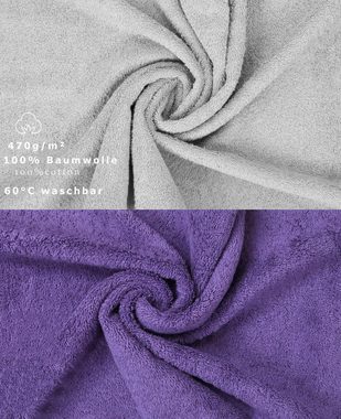 Betz Handtuch Set 10-TLG. Handtuch-Set Classic, 100% Baumwolle, (Set, 10-tlg), Farbe lila und silbergrau