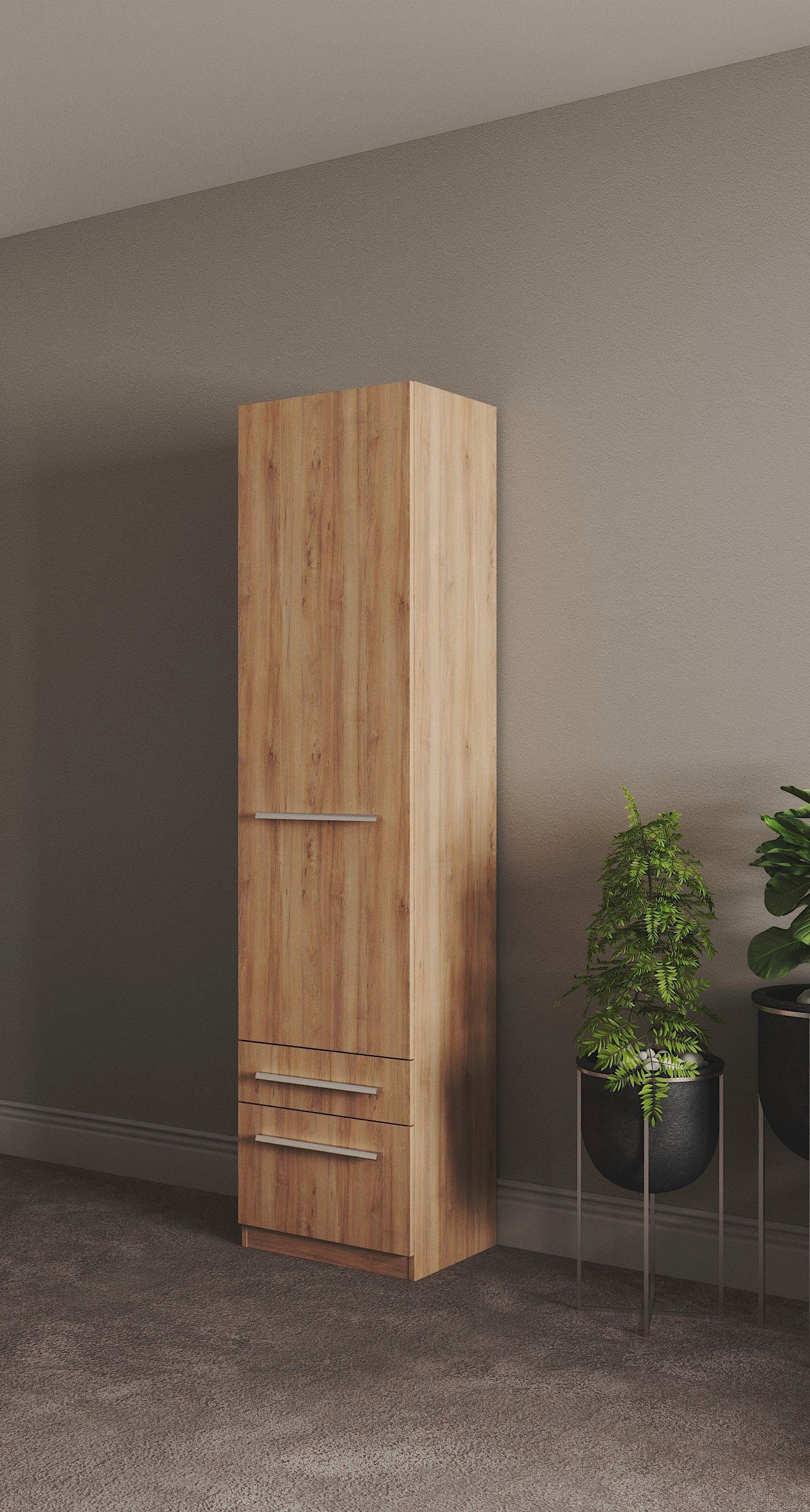 priess Kleiderschrank Schrank Garderobe Wäscheschrank Barcelona in 5 Breiten viel Stauraum, geräumige Schubkästen, mit Spiegel, MADE IN GERMANY