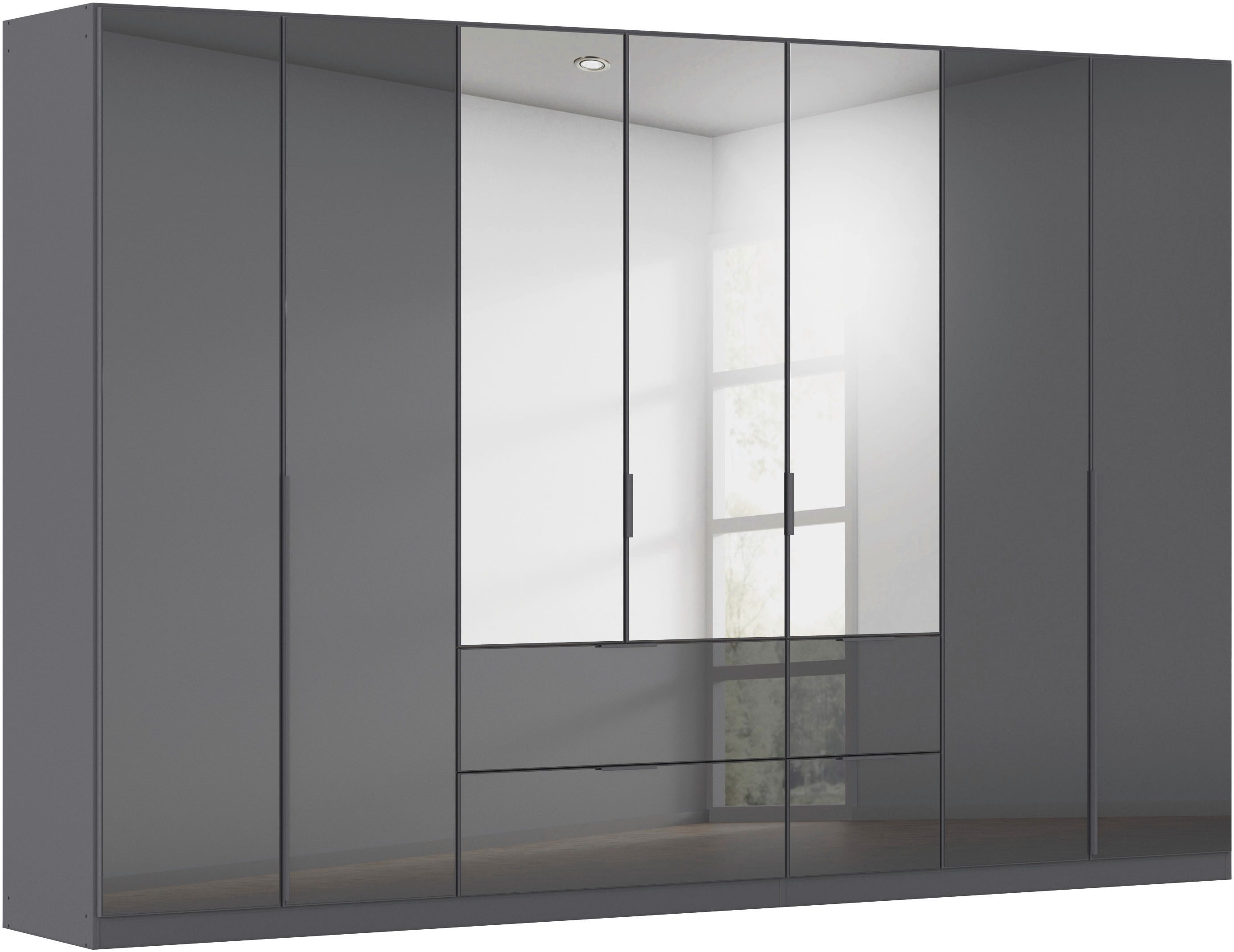 OTTO home Drehtürenschrank Kleiderschrank Kleiderschränke Schrank Garderobe AGORDO mit Glasfront (in zwei Griff-Farben, Breiten 91-360 cm) mit Außenschubkästen, in 7 Breiten und 2 Höhen MADE IN GERMANY