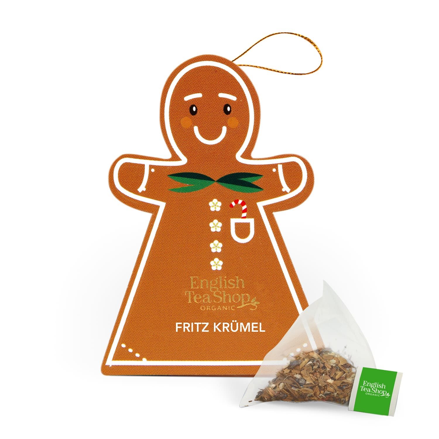English Tea Shop Tee ETS - Lebkuchenmann "Fritz Krümel", BIO-Tee, 1 Pyramidenbeutel, würziger Schwarztee
