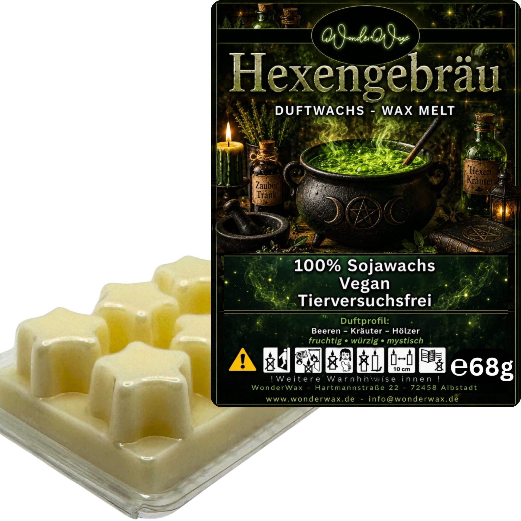 WonderWax Duftwachs WonderWax® Duftwachs 6 Sterne, (Hexengebräu), Duftrichtung: Hexengebräu