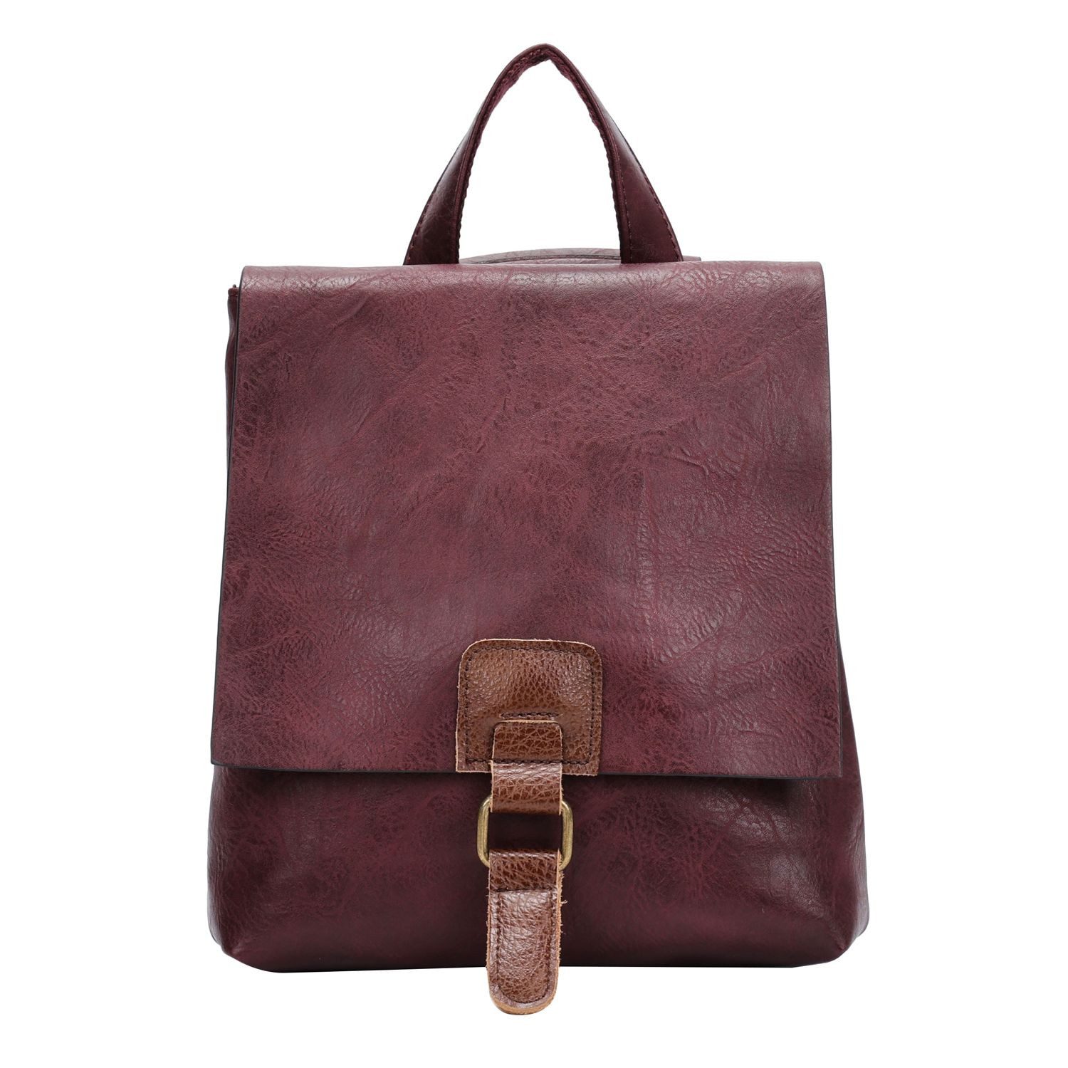 ITALYSHOP24 Rucksack Damen Schultertasche Backpack Umhängetasche CrossBody Leder Optik Bag, Geräumiges Hauptfach, praktische Fächer, komfortabel, leicht & robust