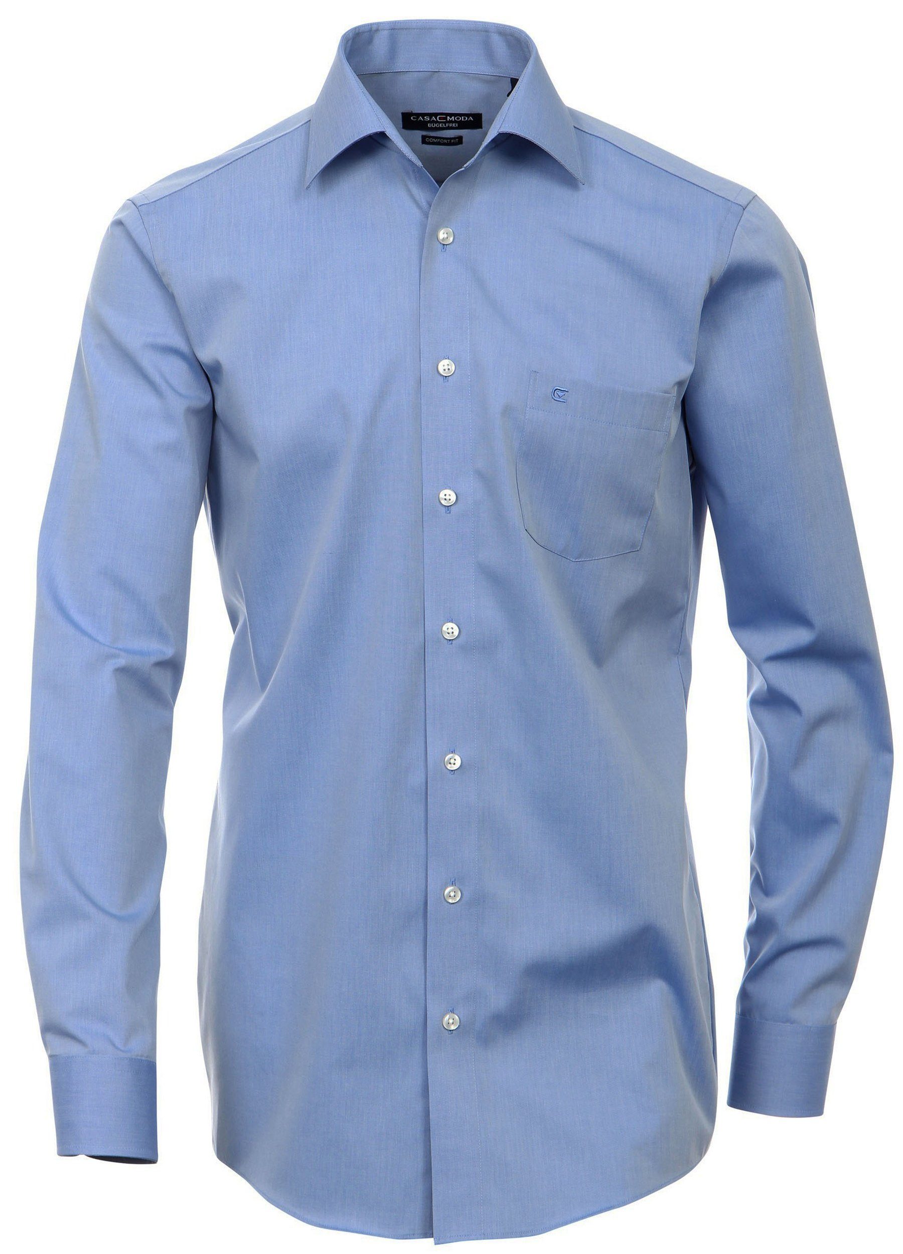 CASAMODA Businesshemd Herren Hemd extra langer Arm 69cm Langarm Hemd uni regular fit, blau HL28, 39