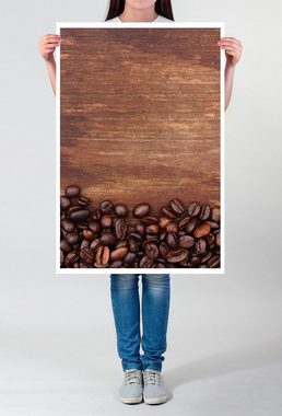 Sinus Art Poster 90x60cm Poster Food-Fotografie Kaffeebohnen auf Holzgrund
