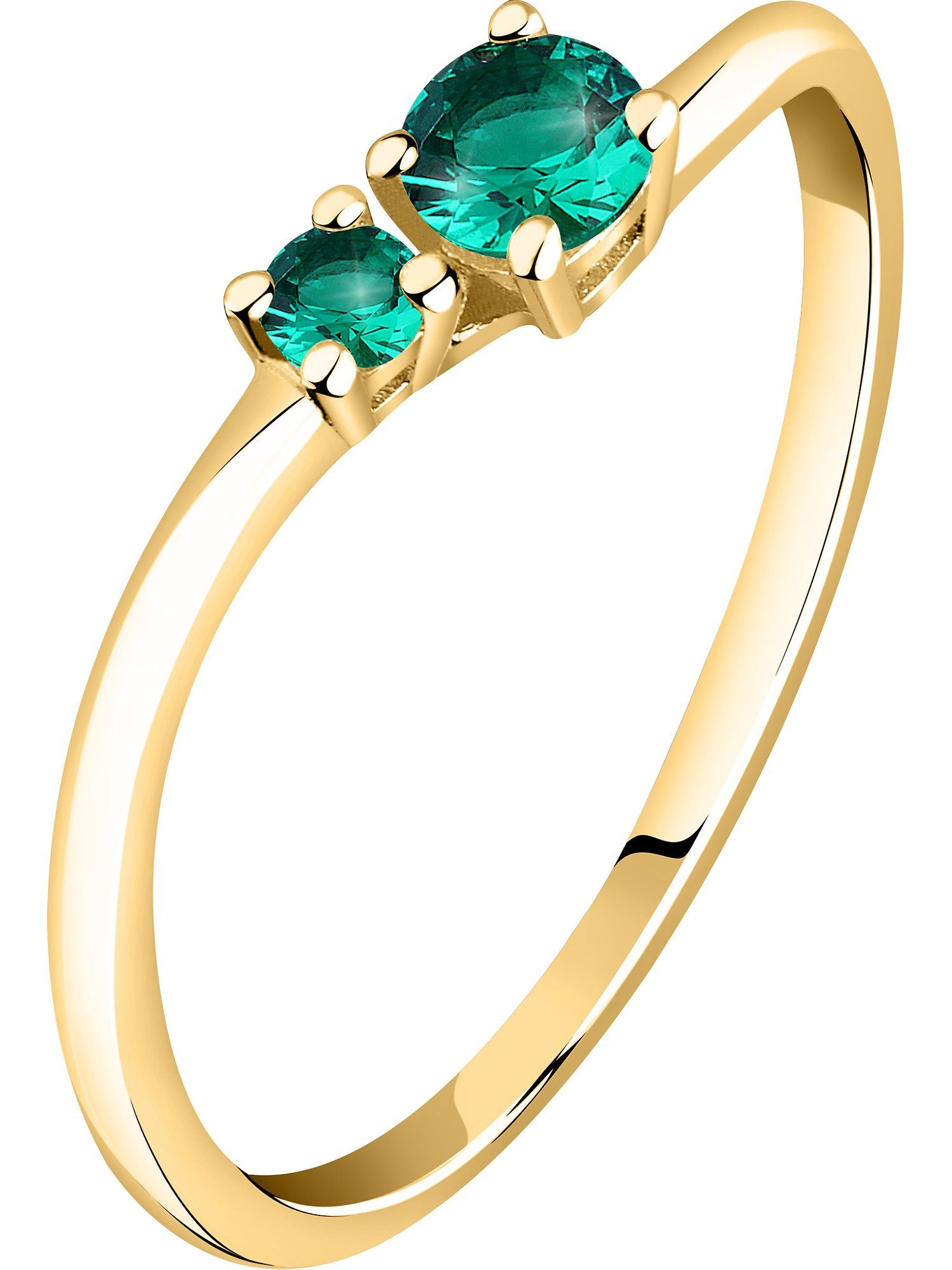 Live Diamond Diamantring, Smaragd (synthetisch), Lab Grown