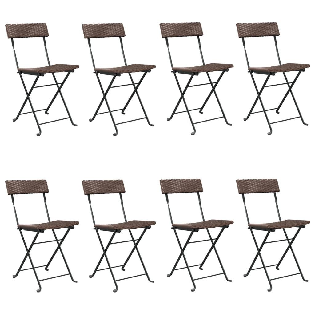 furnicato Bistrostuhl Klappbare Bistrostühle 40x45x79 cm Braun aus PE-Rattan und Stahl (8 St), Witterungsbeständige Sitzgruppe mit stabilen Gestellen für Terrasse