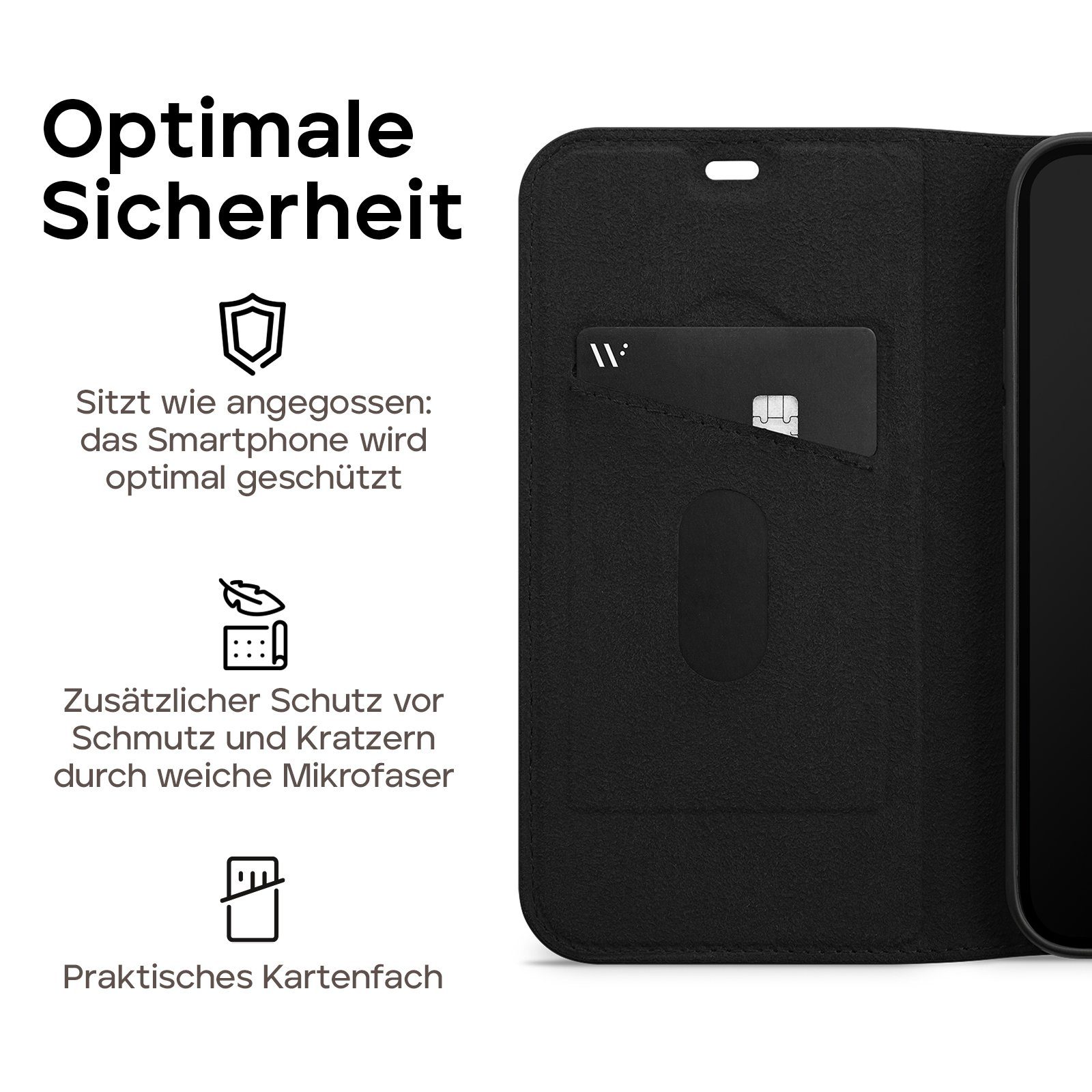 wiiuka Handyhülle suiit MACARON Hülle für iPhone 14 Pro Max, Klapphülle Handgefertigt - Deutsches Leder, Premium Case