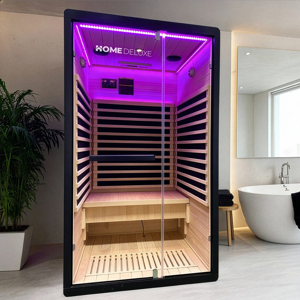 HOME DELUXE Infrarotkabine Infrarotkabine NERO, 43 mm, Hemlock-Tannenholz, schneller Klicksystem Aufbau
