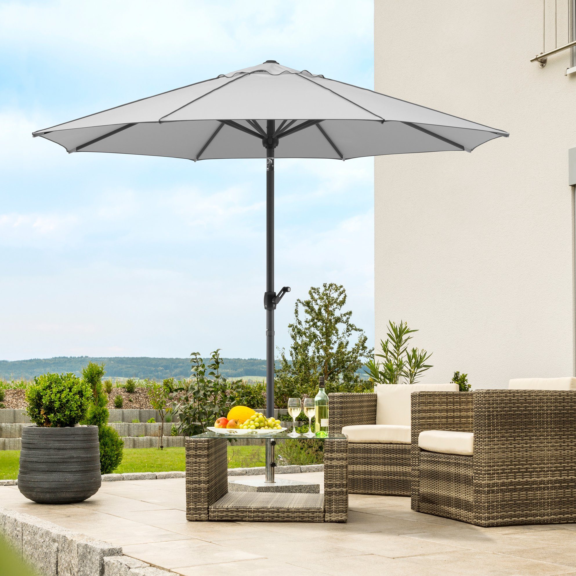 Schneider Schirme Marktschirm Adria, Durchmesser 300 cm, silbergrau, rund, ohne Schirmständer
