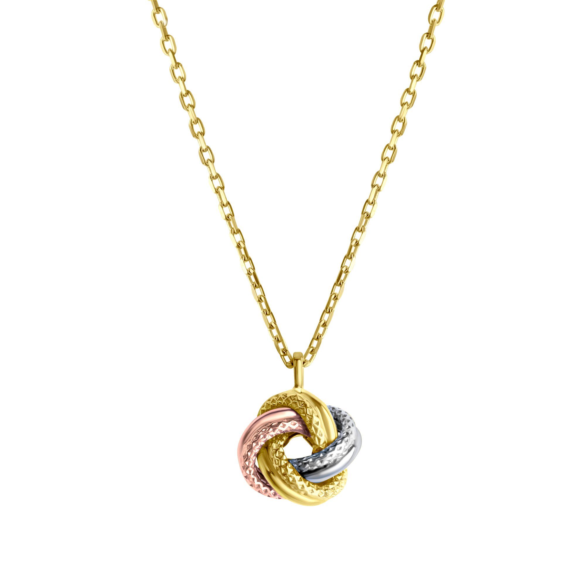 Kette mit Anhänger 585/- Gelbgold tricolor strukturiert