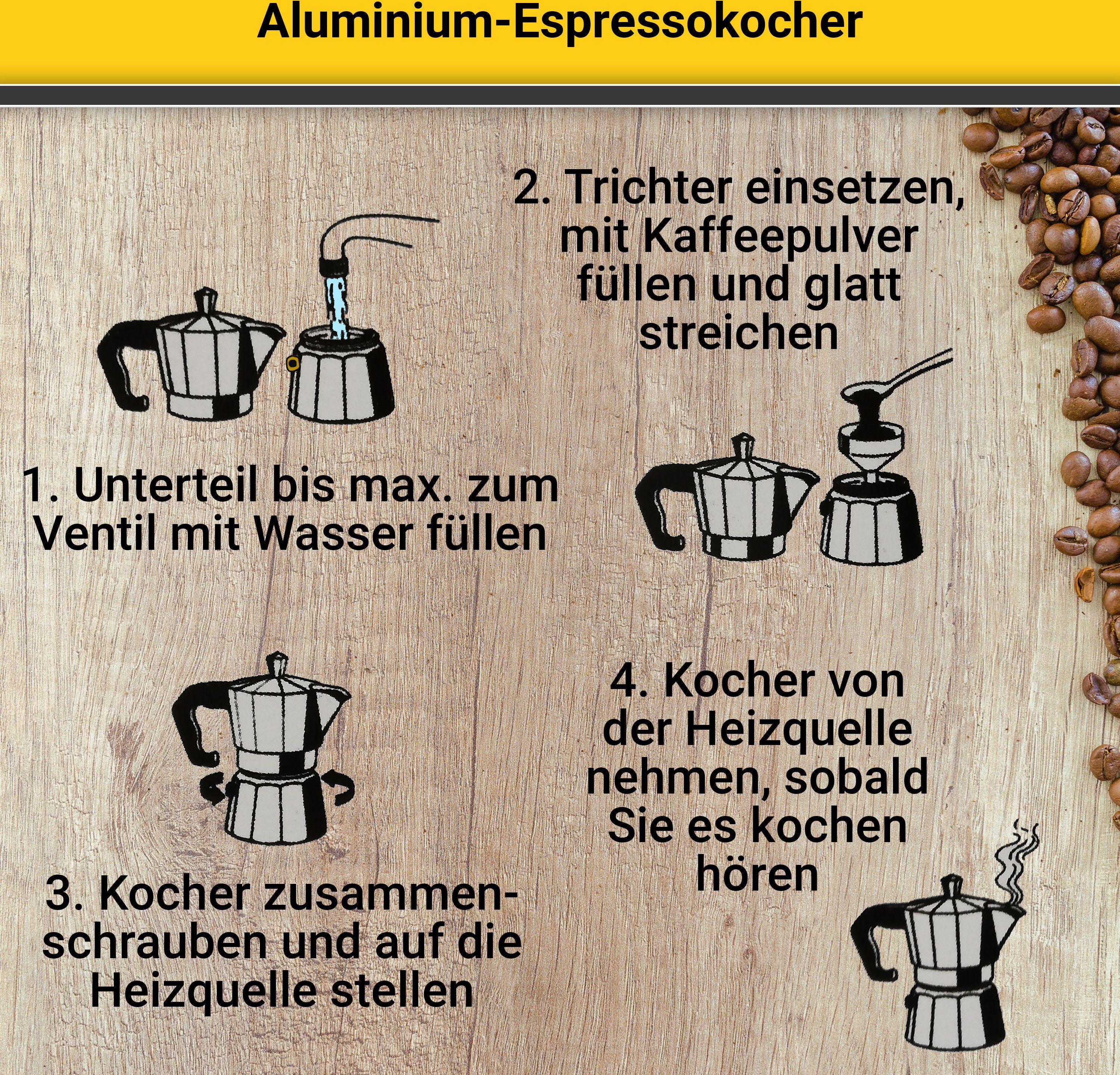 Aluminium, Druckbrüh-Kaffeemaschine Tassen für 502, 6 Krüger