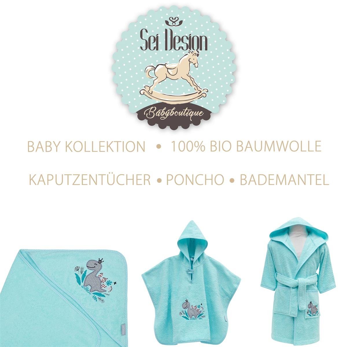 SEI Design Kinderbademantel aus 100% inkl. 100% BIO Kapuze, Geschenkverpackung Baumwolle Frottee, Gürtel, mint Bio-Baumwolle