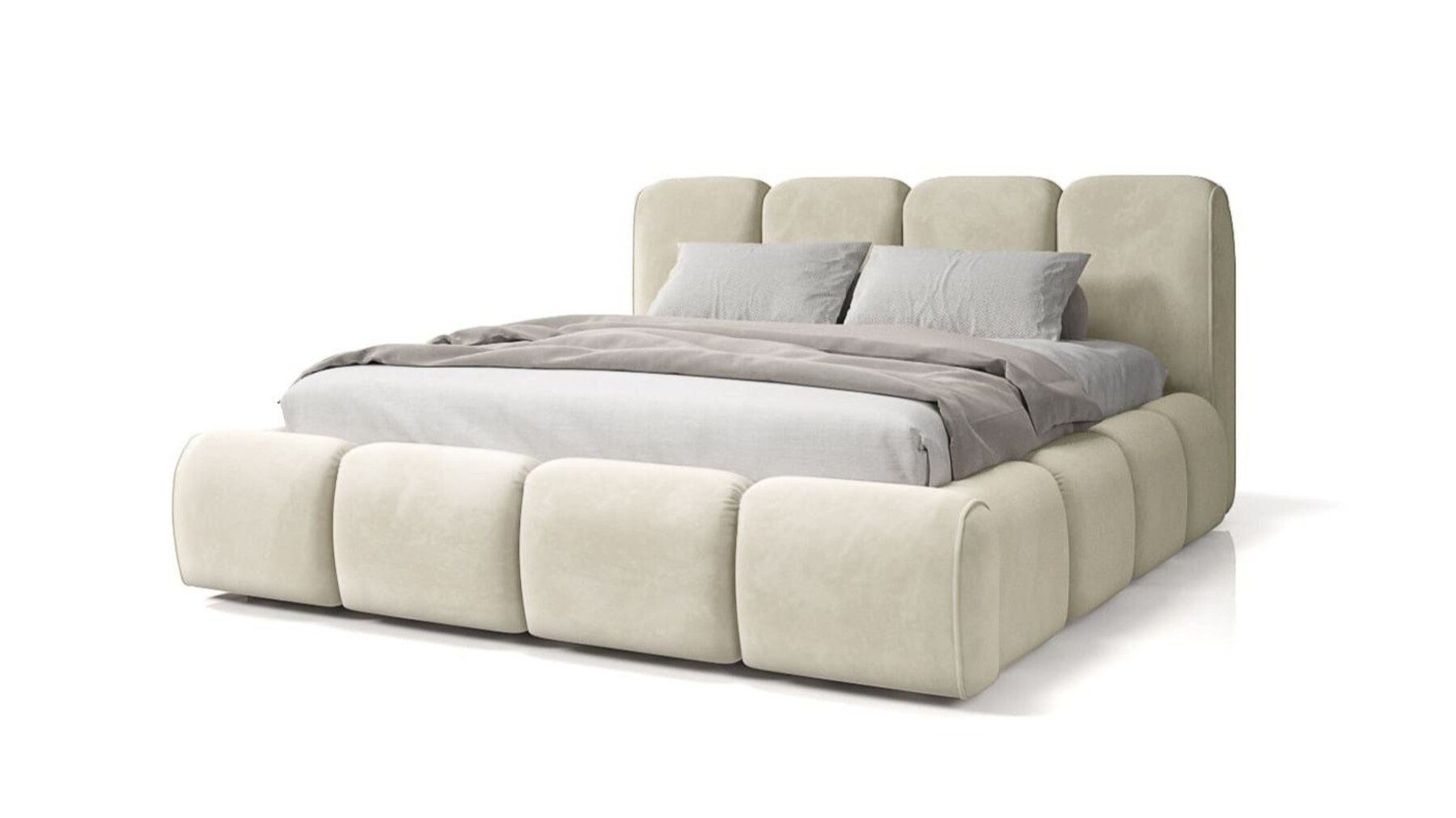 MOEBLO Polsterbett ARABIS (Polsterbett Doppelbett Stauraumbett mit Kopfstütze, Rahmenbettgestell, Velours, mit Bettkasten und Lattenrost), (BxHxT):140/160/180/200x108x232cm