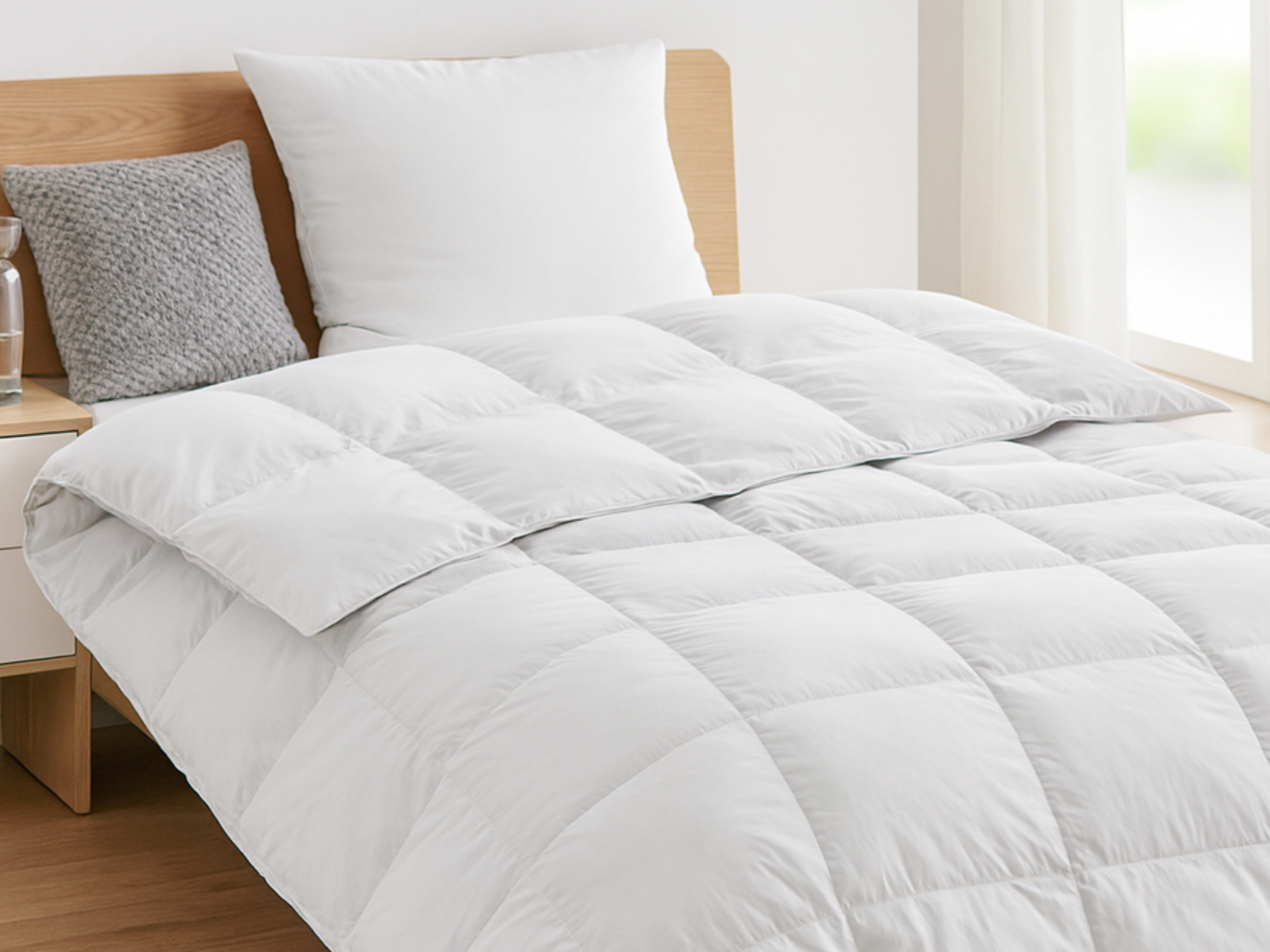 sleepling Daunenbettdecke Komfort, 135 x 200 cm, 155 x 220 cm, weitere Größen und Wärmeklassen, Füllung: 90% Daunen, 10% Federn, Bezug: 100% Baumwolle, als warme Winterdecke oder leichte Sommerdecke, Downpass, Made in EU