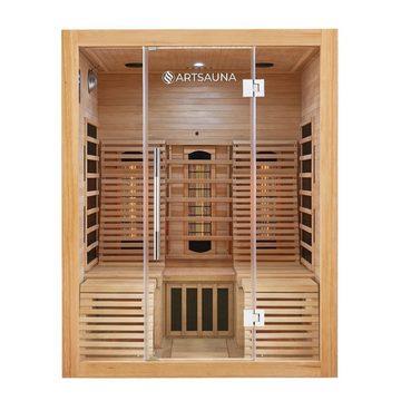 Artsauna Infrarotkabine Helsinki150 Dual-Technologie, für 3 Personen, Hemlockholz, HiFi-System, Ionisator, LED-Farblicht