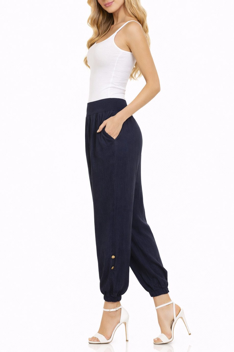 Mississhop Leinenhose 100 % Leinen Sommerhose, Haremshose mit Gummibund & K günstig online kaufen