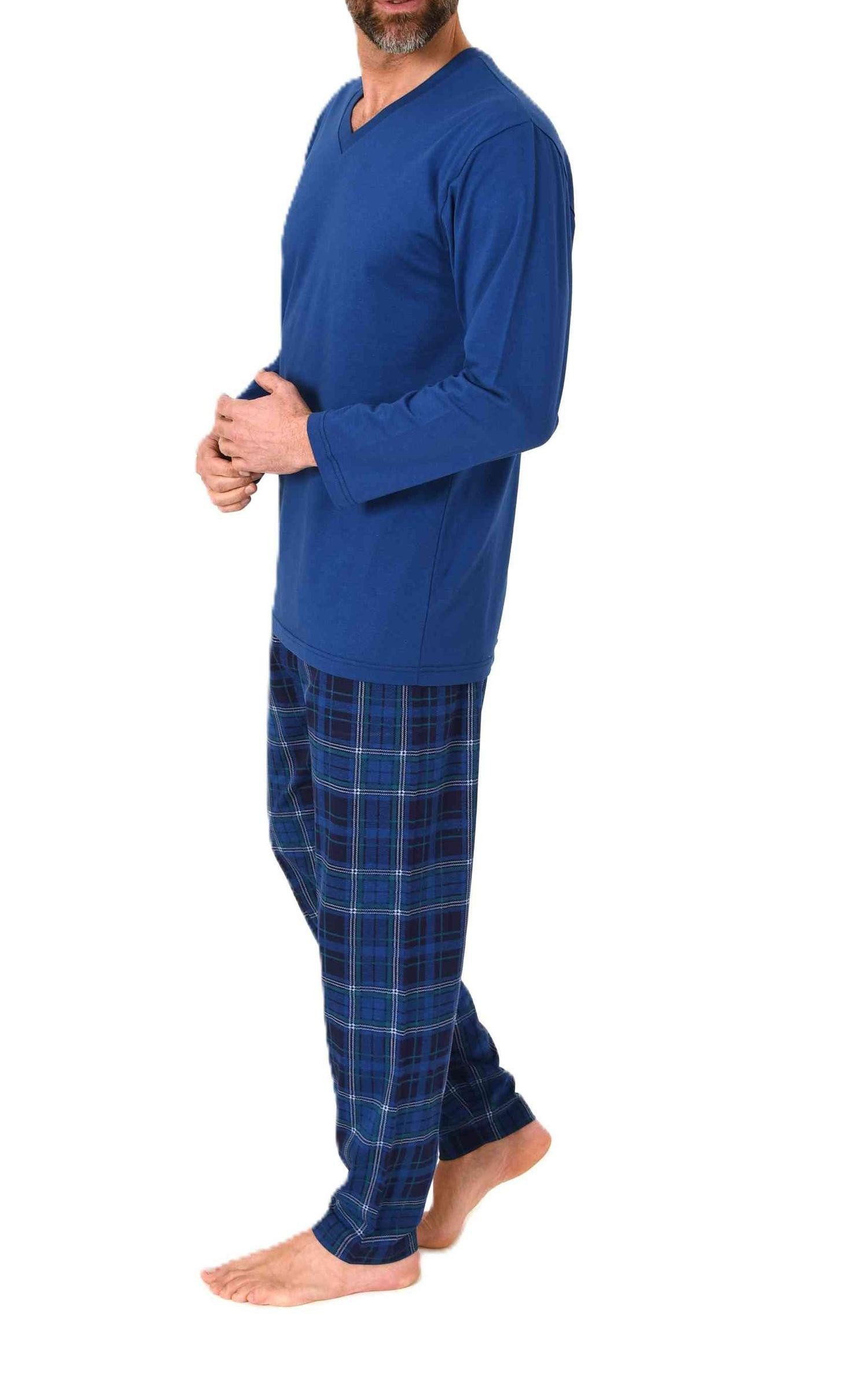 Normann Pyjama Normann Herren Schlafanzug lang mit karierter Pyjama Hose – Bild 2 von 4