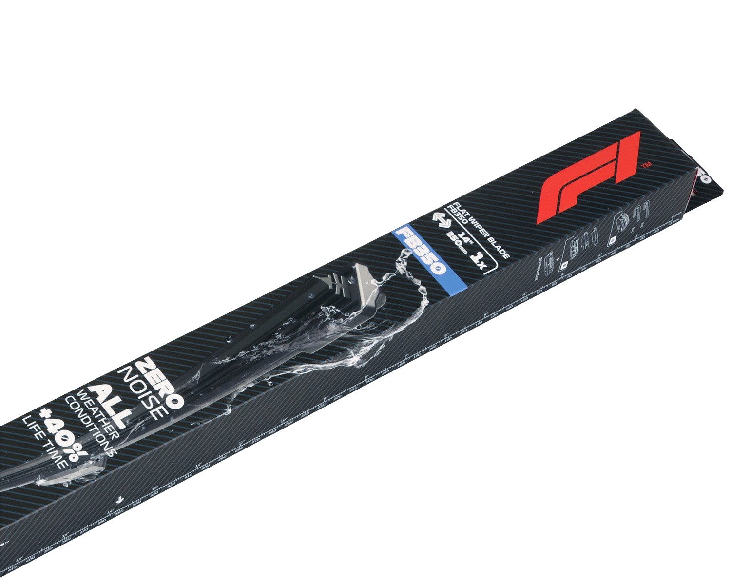 Formula 1 Scheibenwischblätter F1 FB350 Wischerblatt 350mm Scheibenwischer, vorne, (Packung), 14" Flachbalkenwischer Spoiler Multi Adapter-System Fahrer Beifahrer