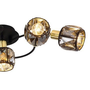 etc-shop Deckenstrahler, Leuchtmittel nicht inklusive, Deckenlampe Esszimmerleuchte Metall 5 Flammig Glaskristalle L 61,4 cm