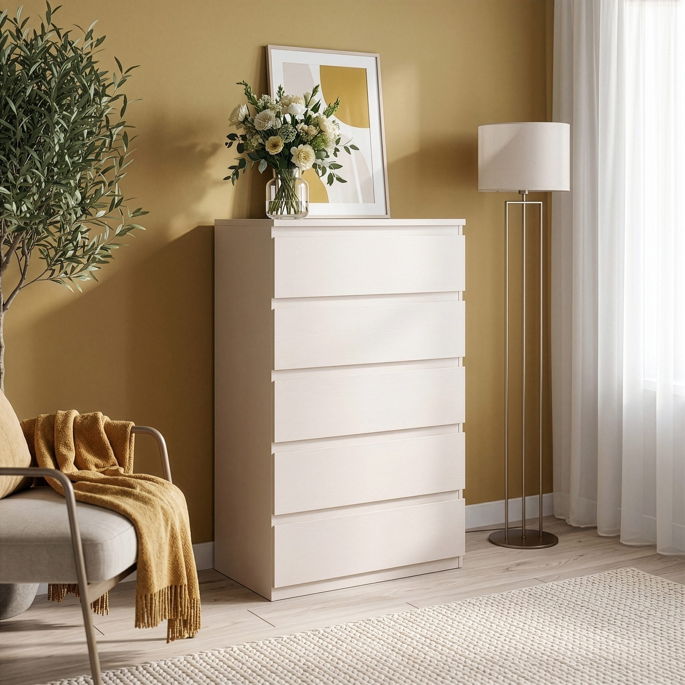 PREISBRECHER Schubkastenkommode LISSON, in Sand - 77,2x128x42,2cm (BxHxT)