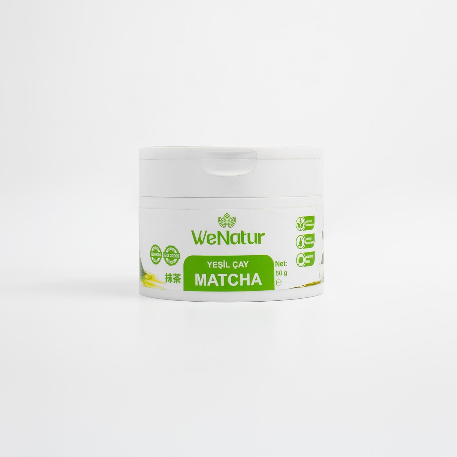 We_Natur Tee Grüner Matcha–Fein gemahlenes Matcha Pulver für vielseitige Verwendung, 50 g, Ohne Zusatzstoffe, 100 % reines Matcha-Pulver.