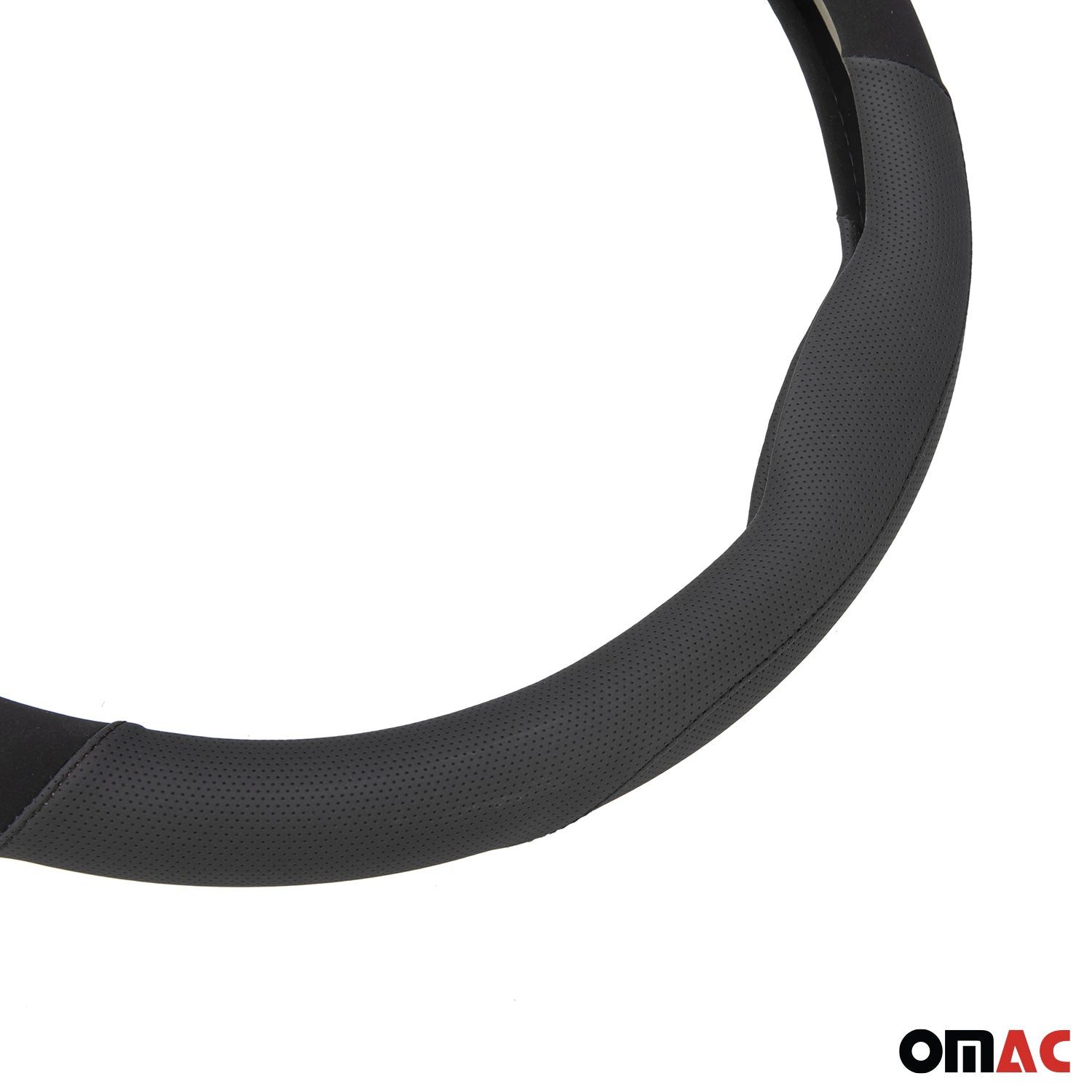 OMAC Steering Wheel Cover SPARCO Steering Wheel Protector Steering Wheel Cover Black Rubber Suede, Odorless, Easily Adjustable, Flexible