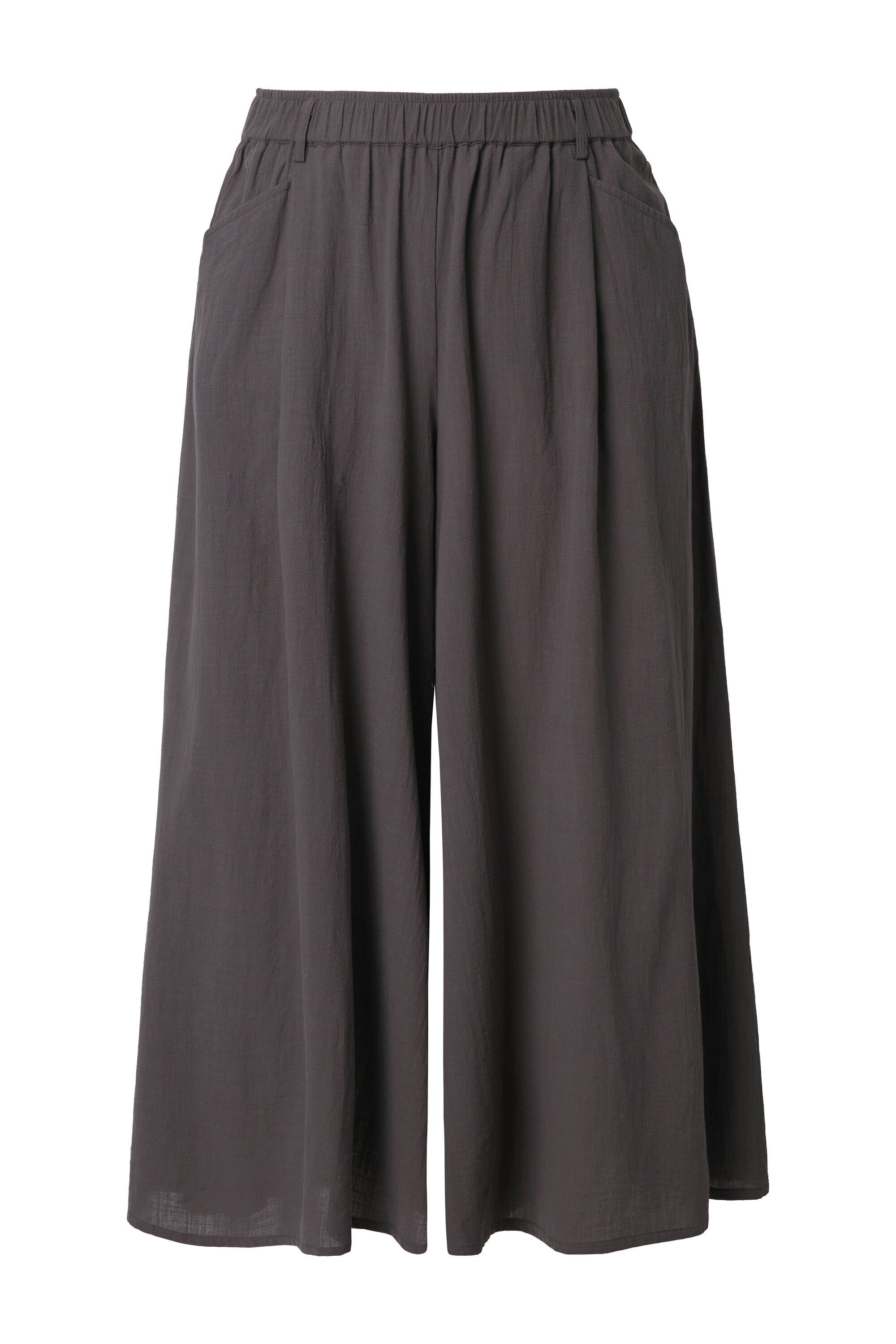Ulla Popken Culotte 7/8-Hose weites Bein Elastikbund Biobaumwolle