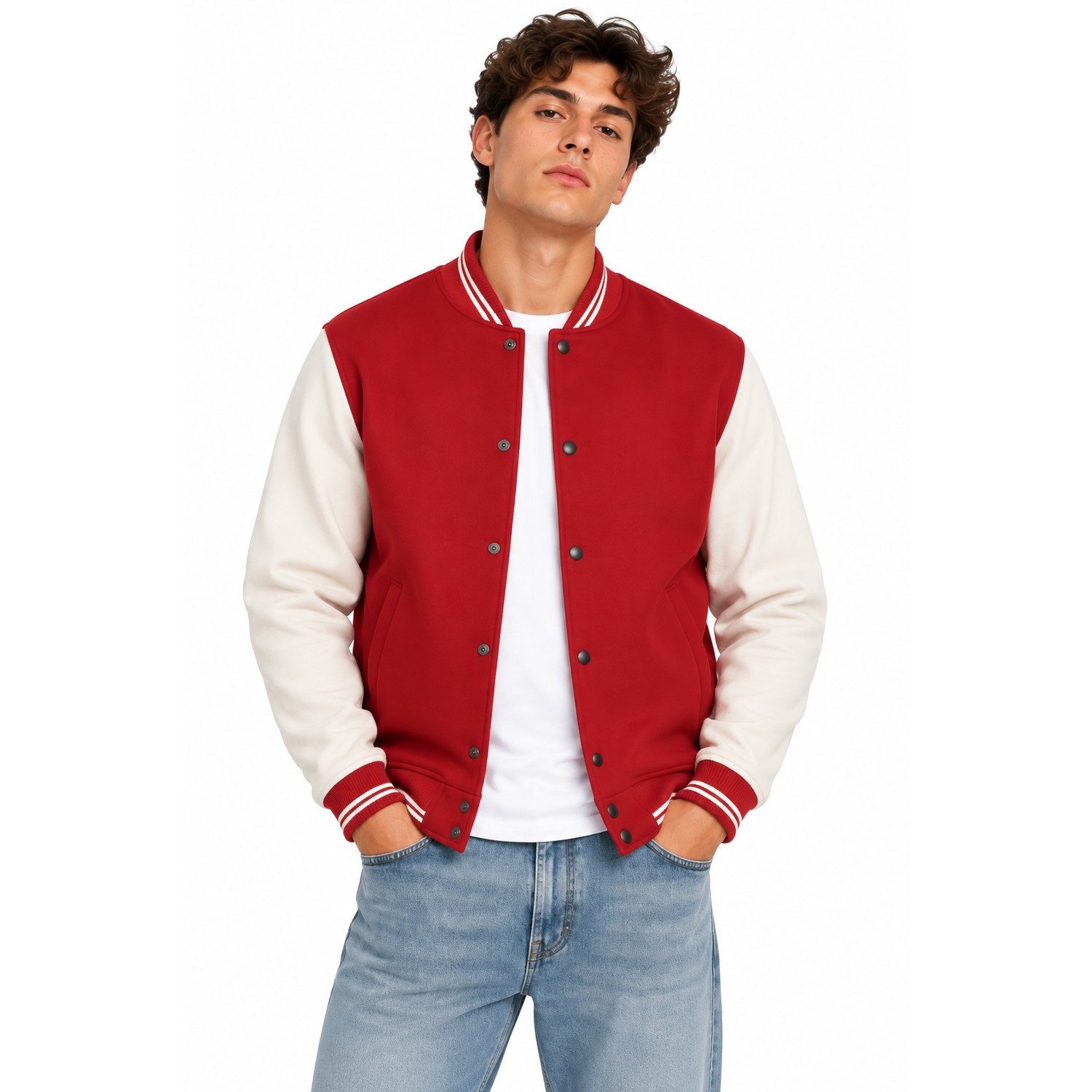 Blondie & Brownie Jackett Daiber Collegejacke Herren mit Druckknöpfen Varsity Kontrastlook mit Rippdetails