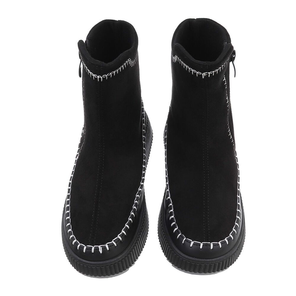 Ital-Design Damen Freizeit Plateaustiefelette (87214660) Flach Plateaustiefeletten in Schwarz – Bild 4 von 4