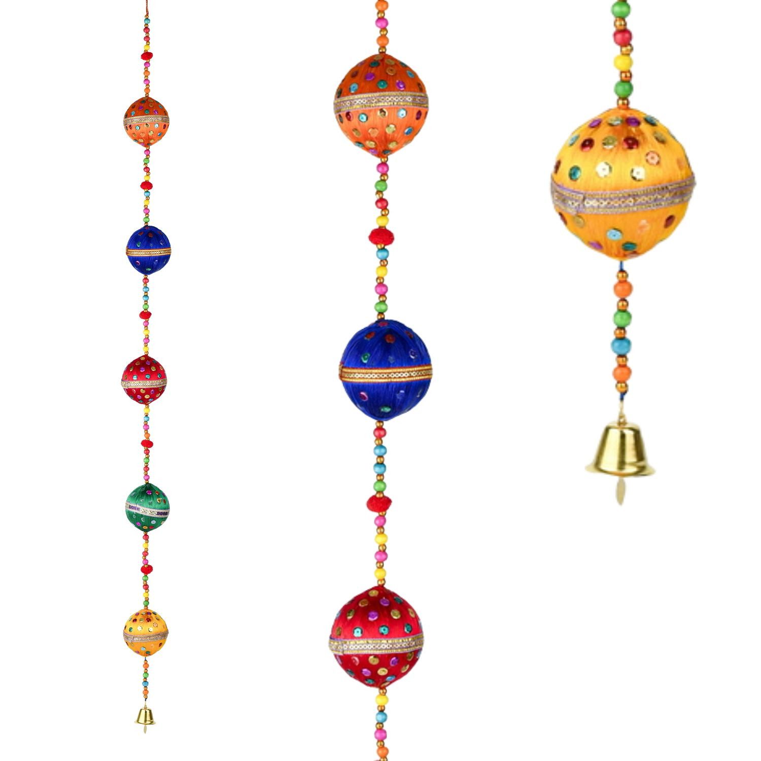Marrakesch Orient & Mediterran Interior Hängedekoration Moderner Boho Dekohänger Chakra handgefertigt aus Textil, Bunt 100 cm
