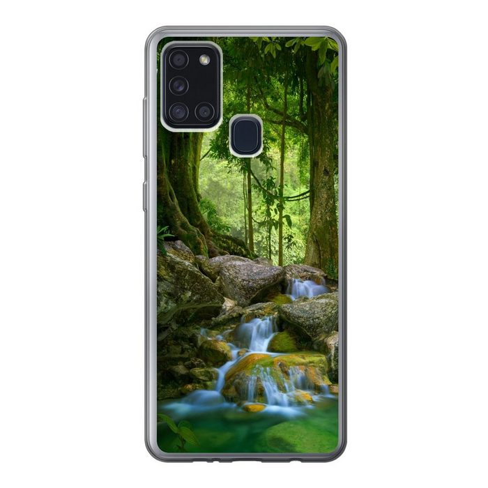 MuchoWow Handyhülle Dschungel - Steine - Wasser - Natur - Pflanzen Handyhülle Samsung Galaxy A21s Smartphone-Bumper Print Handy