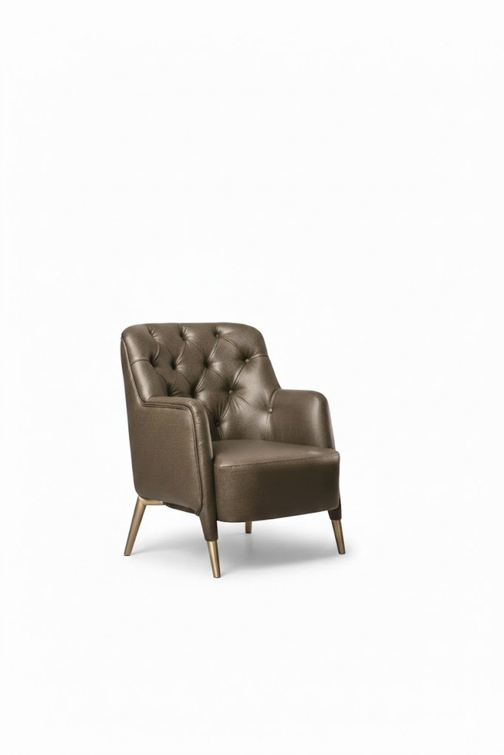JVmoebel Chesterfield-Sessel Moderner Sessel Bronze-braune Minimalistischer Stil Hochwertiges Leder (1-St)