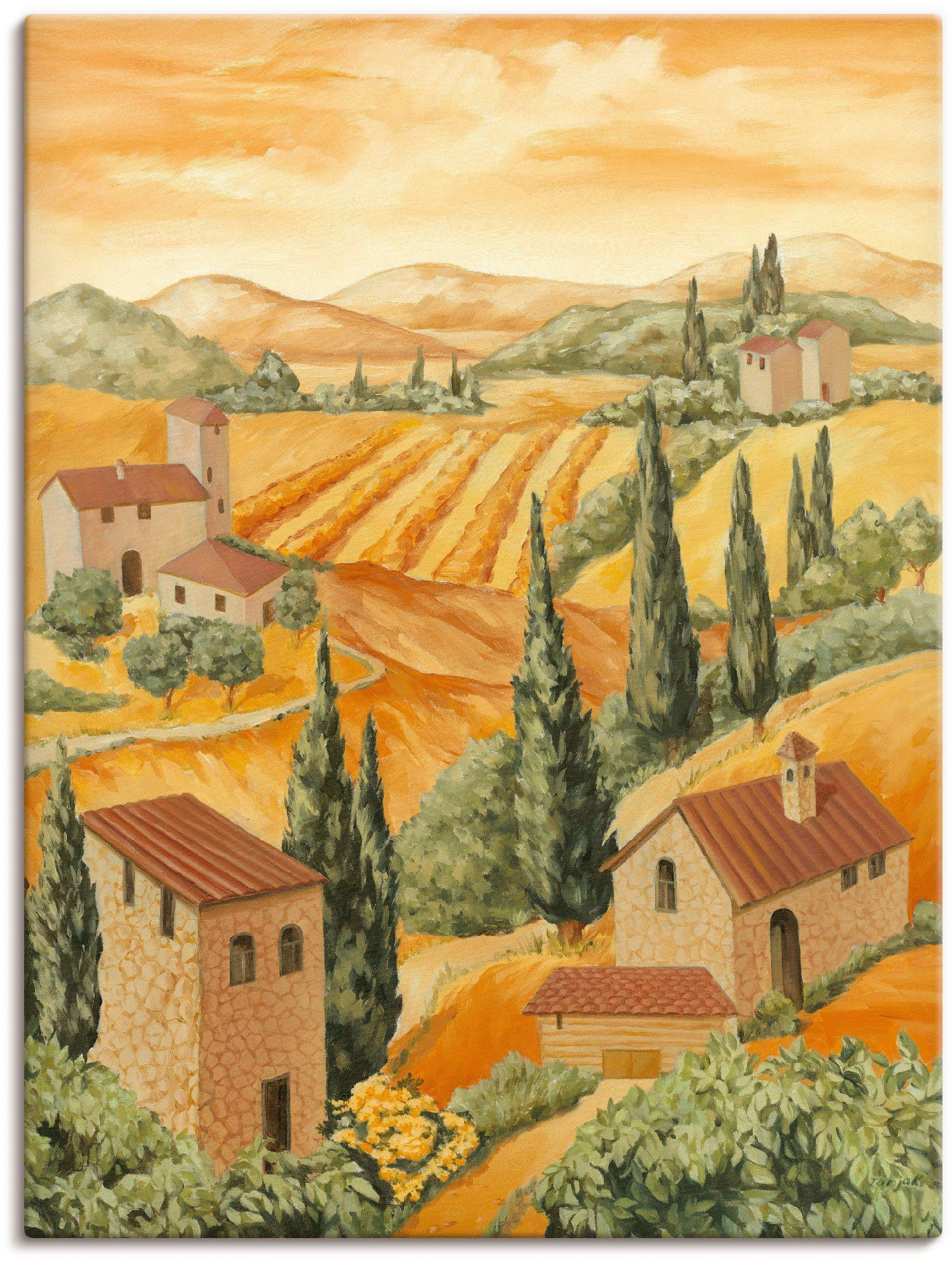 Artland Leinwandbild Italien Toscana, Europa (1 St), auf Holzrahmen gespannt