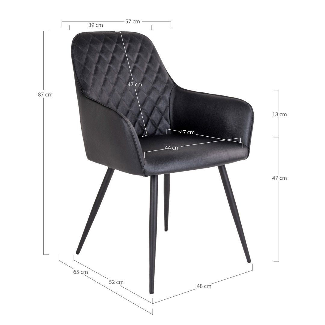 House Nordic Bücherregal Harbo schwarzen Esszimmerstuhl schwarz Chair PU, – aus mit B... Dining