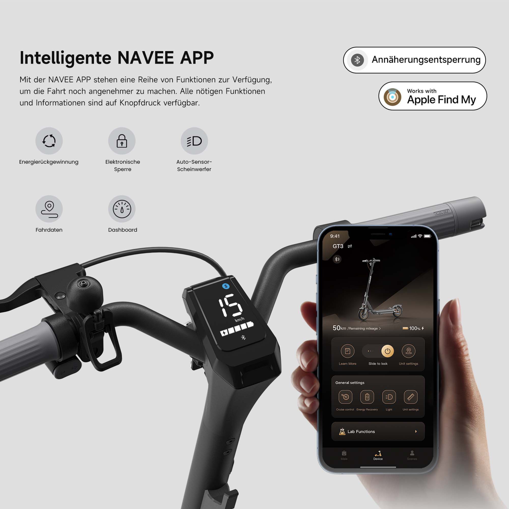 NAVEE E-Scooter GT3 Electric Scooter (DE Version), 350 W, 20 km/h, (Packung)