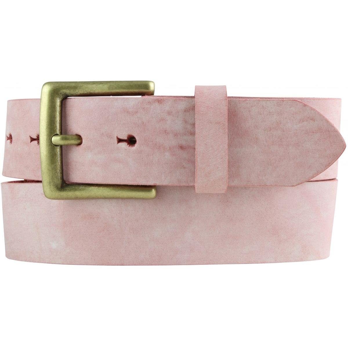 Ledergürtel Gürtel mit altmessing Gürtelschnalle aus weichem Vollrindleder 4 cm -