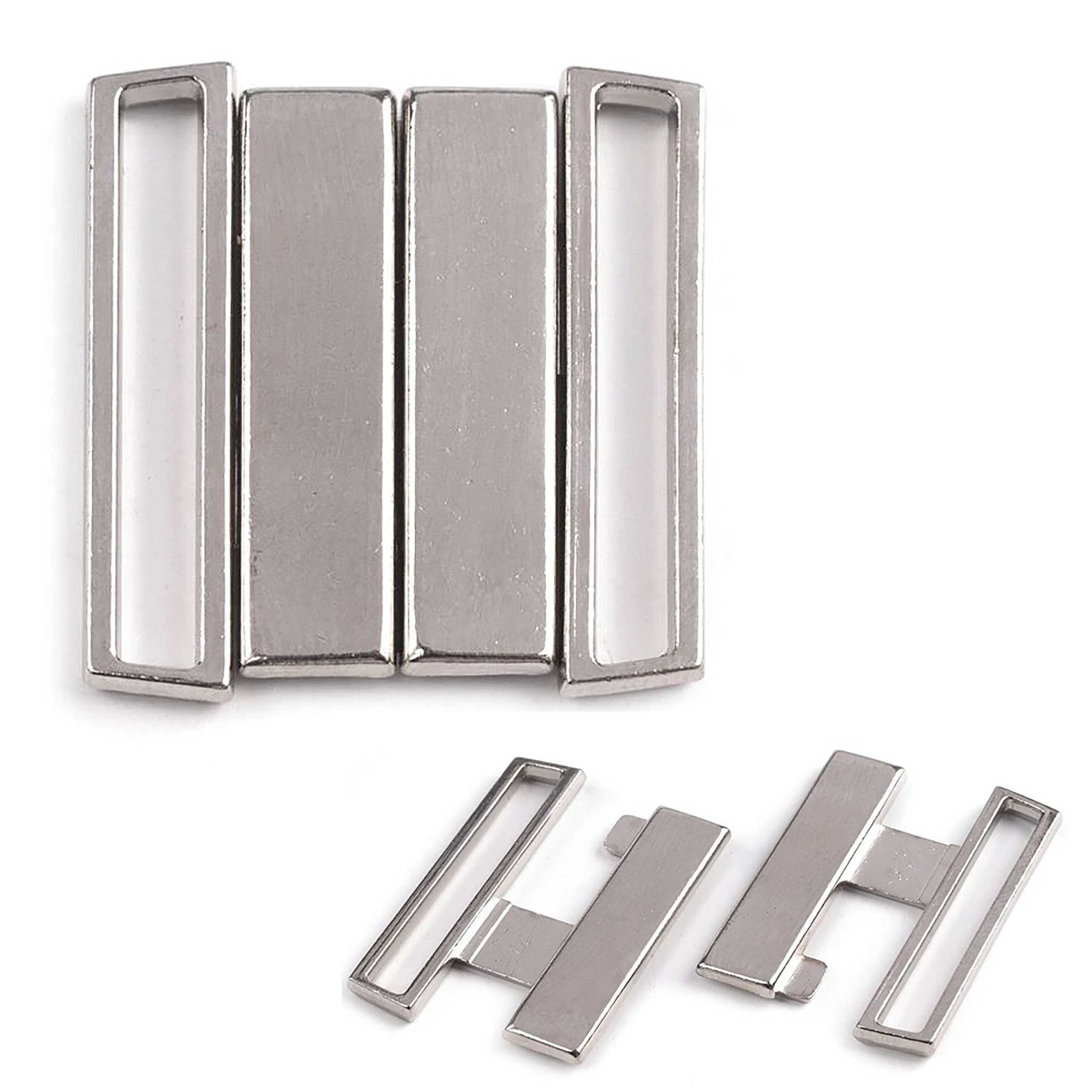 maDDma BH-Träger-Clips 1 Paar Bikiniverschlüsse Metall 25mm Bikini BH Dessous, silber