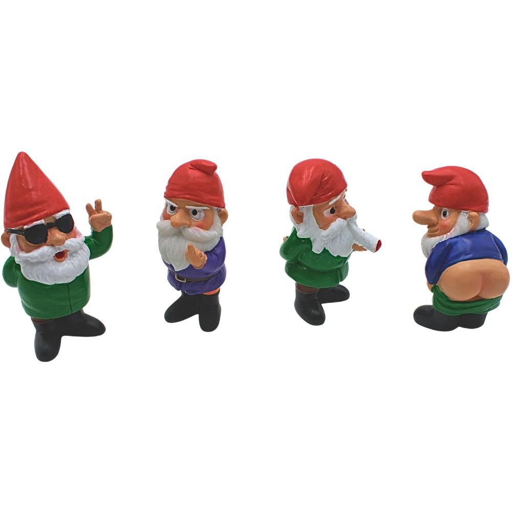 Dekohelden24 Dekofigur 4er Set unanständige Gartenzwerge, Gartenzwerge lustig, Geschenk für (1 St)