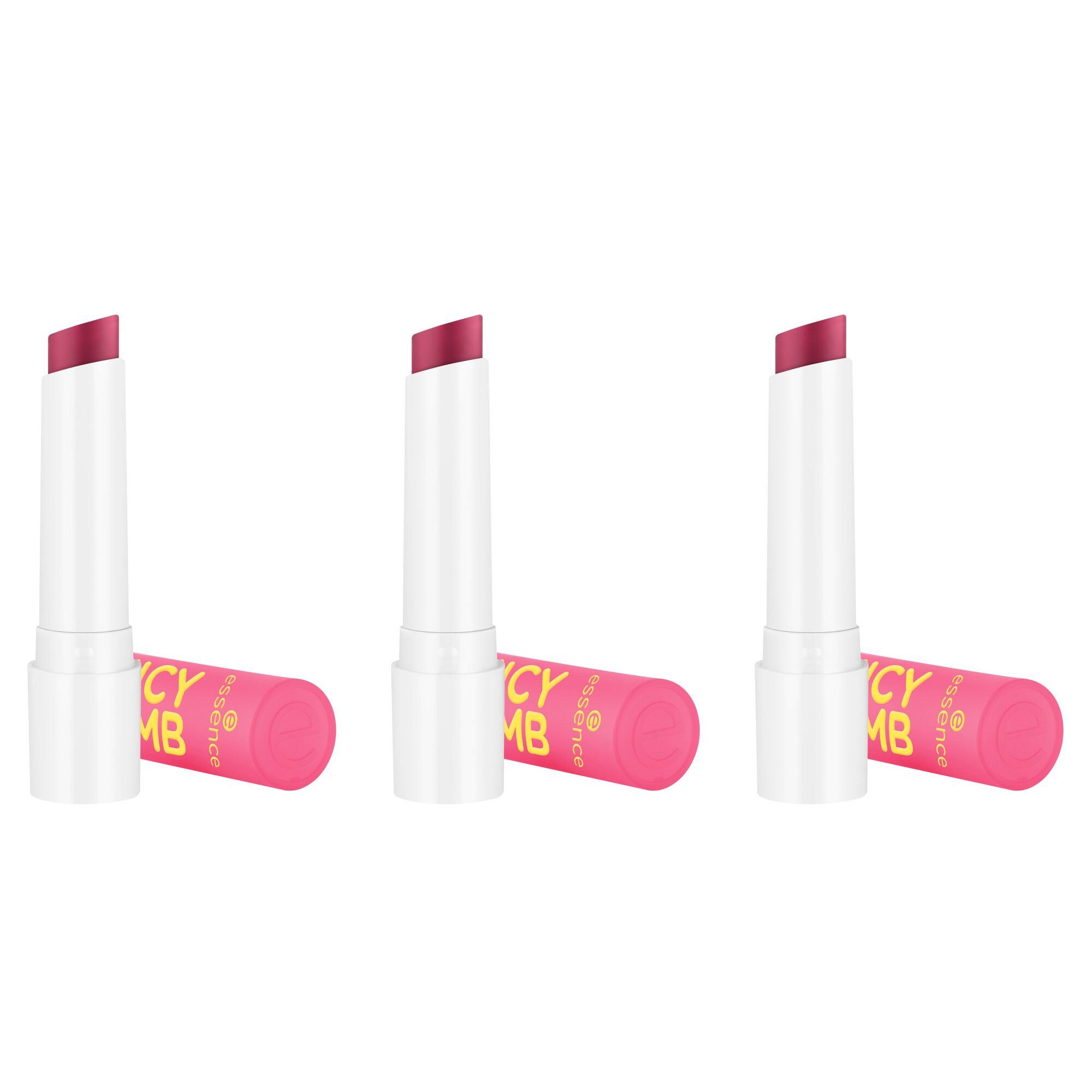 Essence Lippenbalsam JUICY BOMB GLOSSY BUTTER BALM, 3-tlg., für weiche, glänzende Lippen