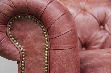 Casa Padrino Chesterfield-Sofa Chesterfield Luxus Echt Leder Sofa 2.5 Seater Vintage Leder von Galata Red
