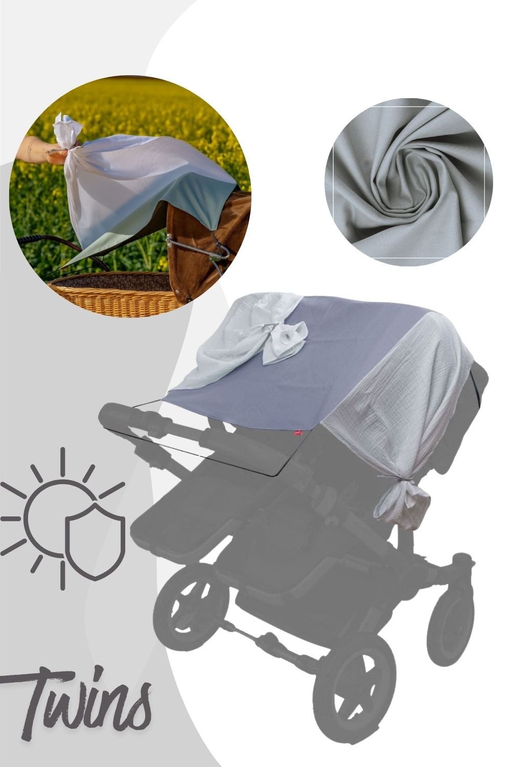 Levily Kinderwagen-Sonnenschutzhülle Levily Sonnenschutzsegel Twins / Geschwisterwagen