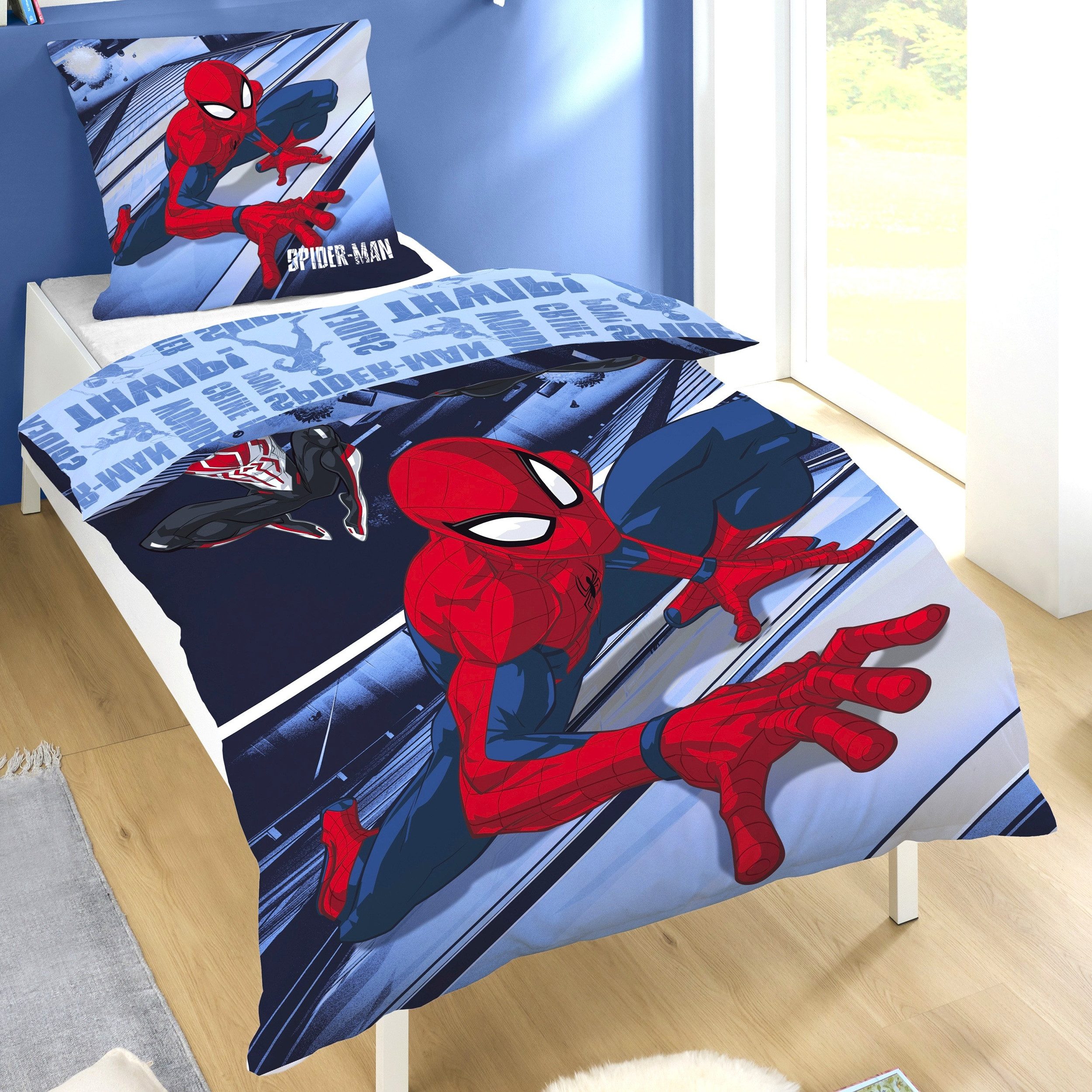 Familando Kinderbettwäsche Spiderman 135x200 80x80 cm Mikro-Fleece mit Reiß günstig online kaufen