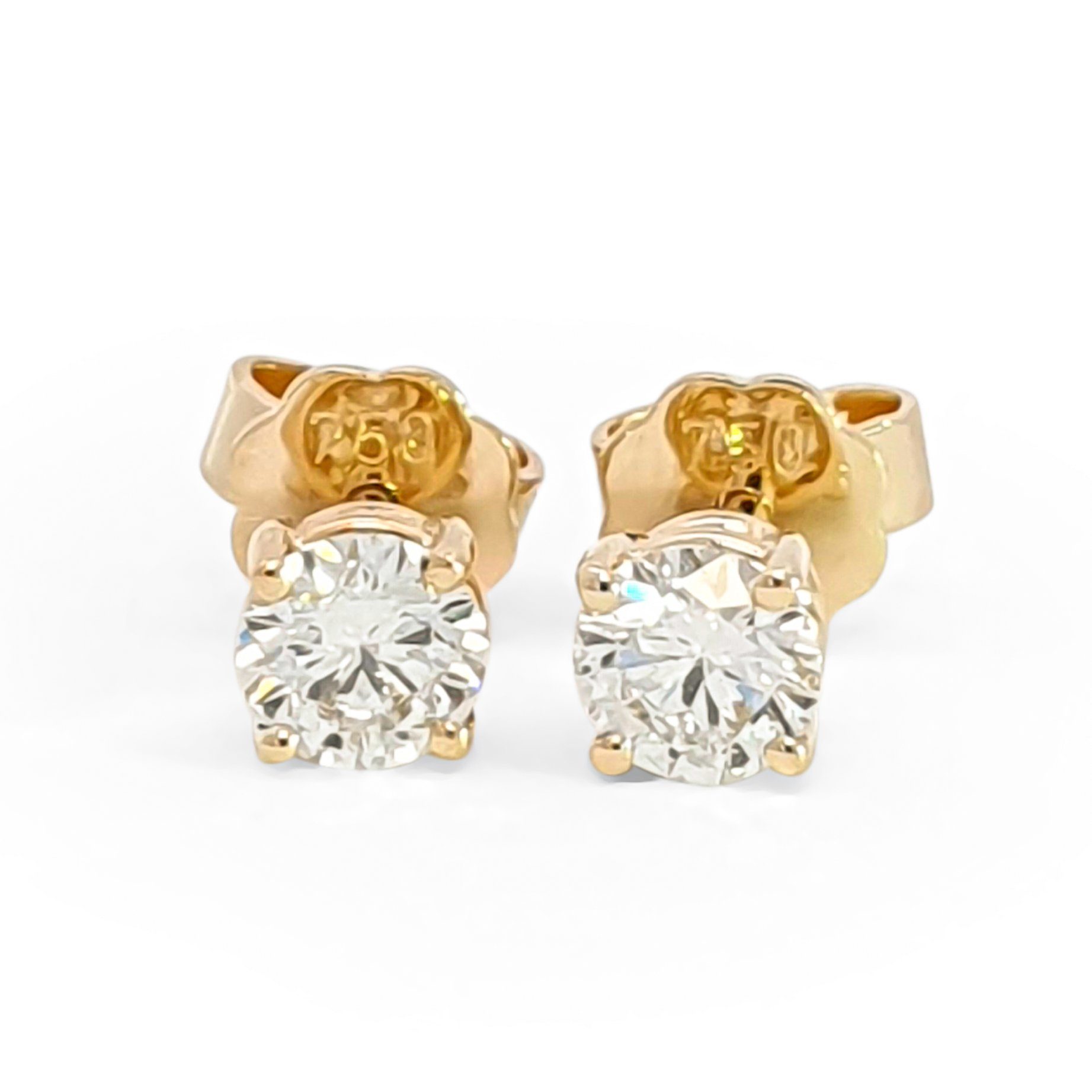 Webgoldschmied Paar Ohrstecker Ohrstecker 750 Gold mit 2 Brillanten 0,80 ct F/IF, Originalbilder nicht im Photoshop bearbeitet