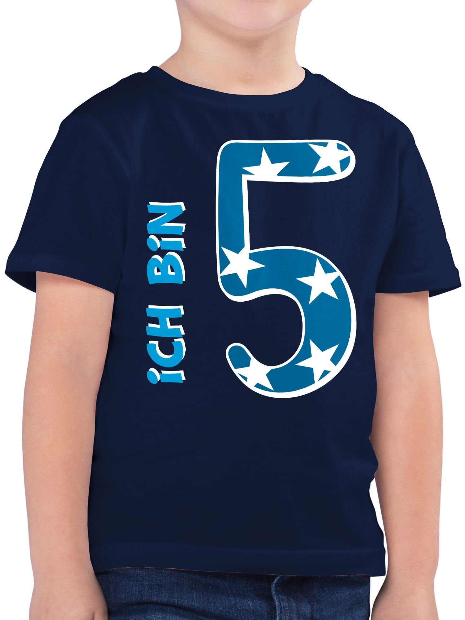 Shirtracer T-Shirt Ich bin fünf 5. Geburtstag 1 Dunkelblau | T-Shirts